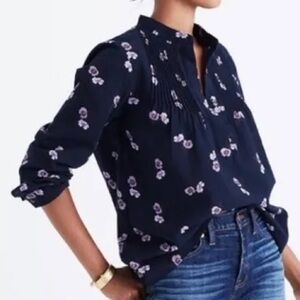 Madewell Pin tuck Popover Short in Pansy Bouquet Floral size S